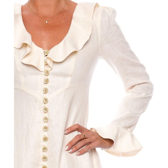 zimmermann daisy linen midi white dress - Picture 3 of 8